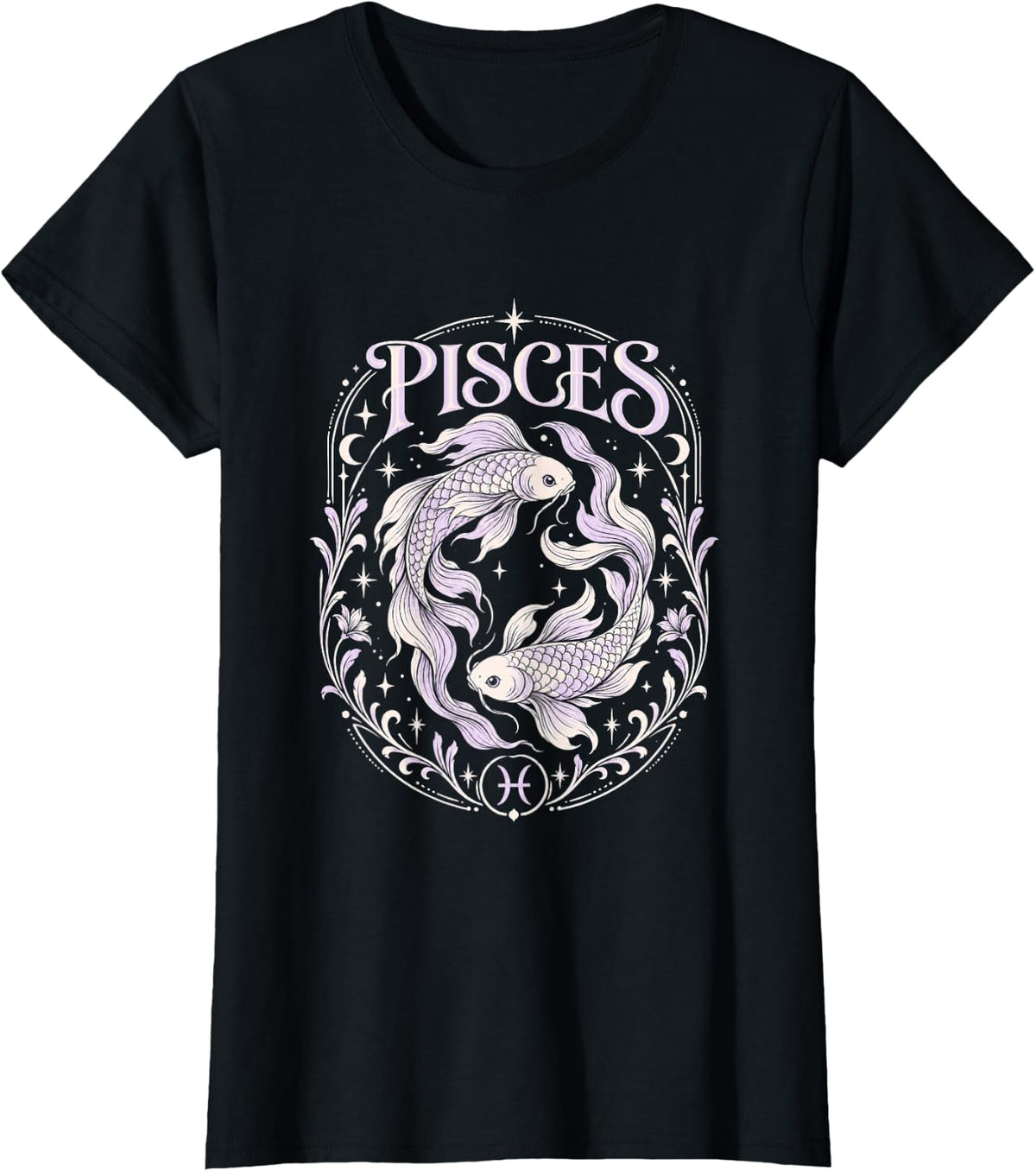 Pisces Zodiac Sign Koi Fish Astrology Birthday T-Shirt - Black