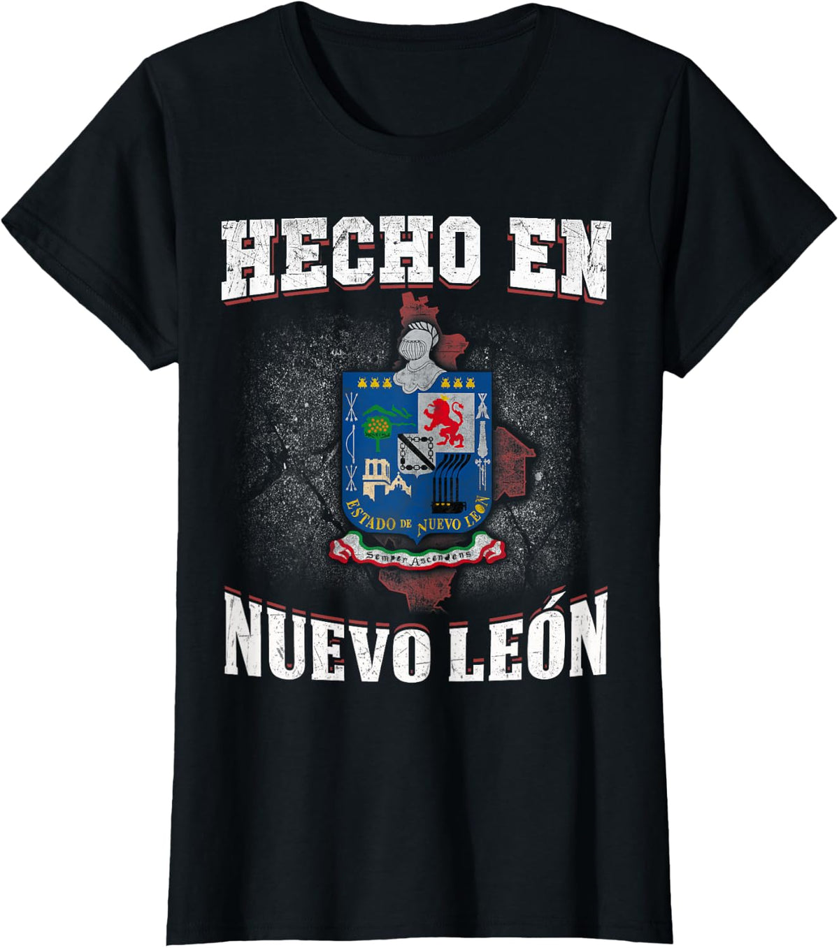 Hecho En Nuevo Leon Mexican flag t-shirt coat of arms clothe - Black