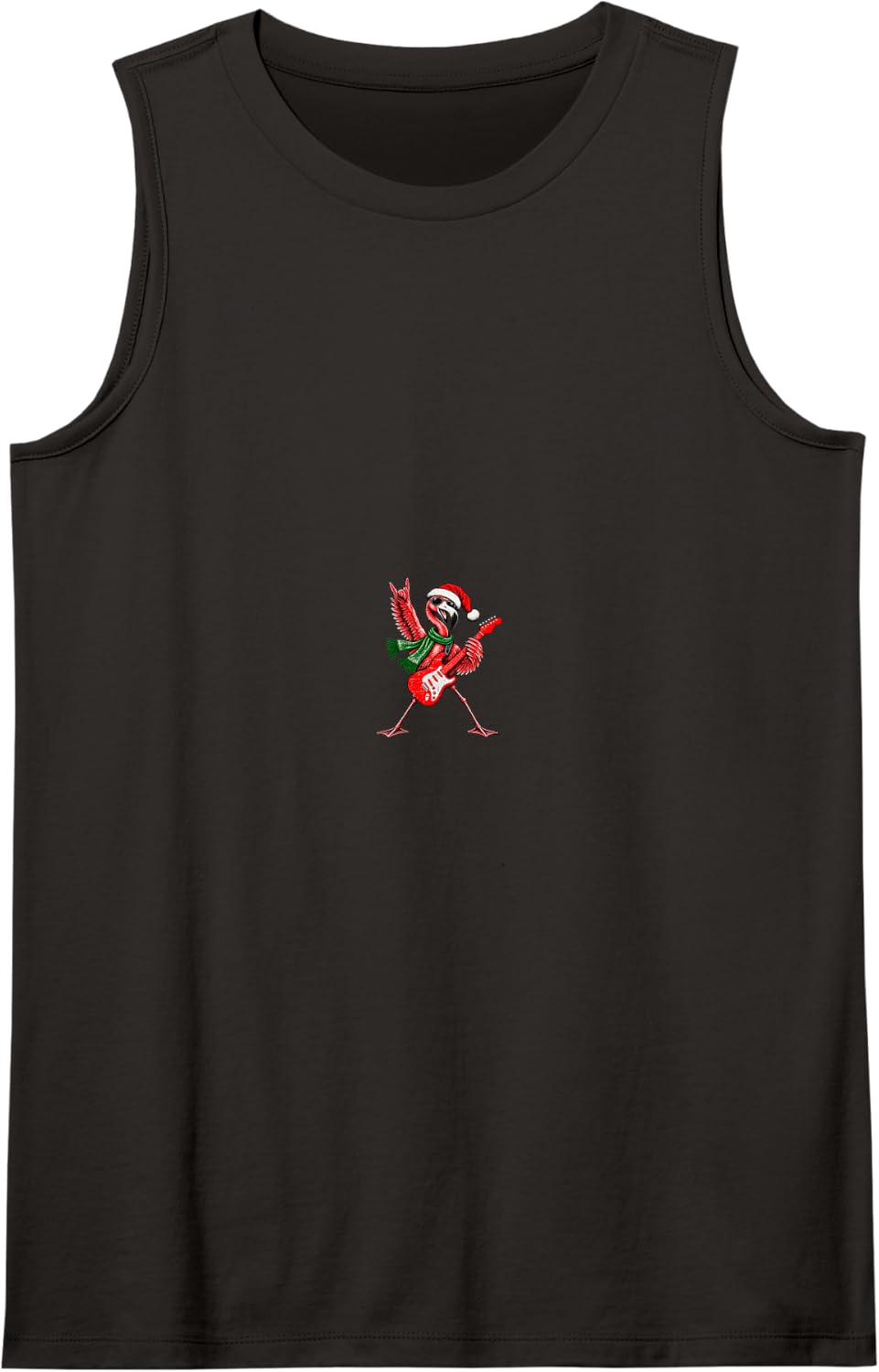 Vintage Flamingo Rock Playing Guitar Funny Christmas Sleeveless Tank Top - Black