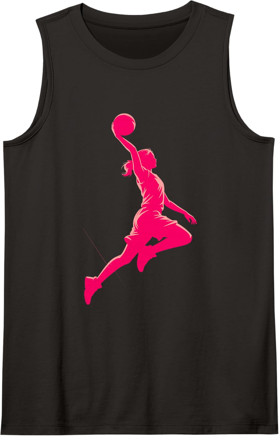 Pink Glow Basketball Dunk Silhouette Tank Top - Black