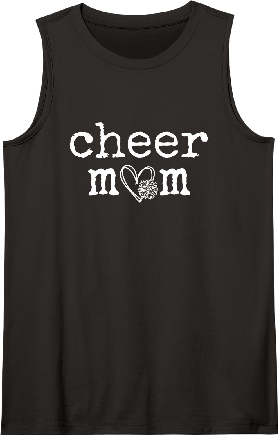 Cheer Mom Cheerleading Heart Sleeveless Tank Top - Black
