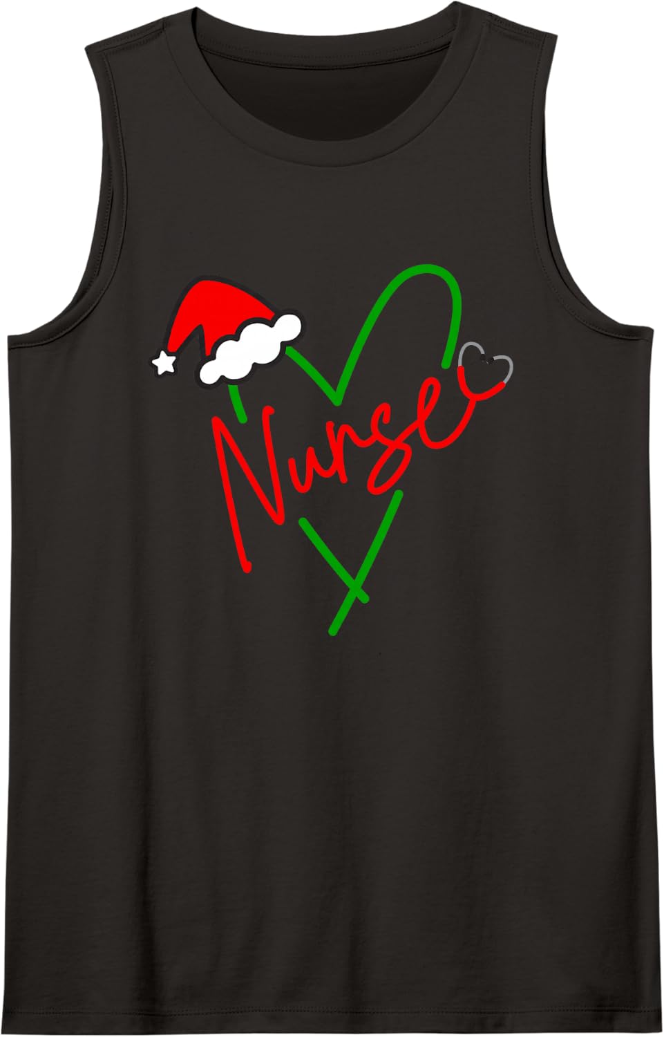 Nurse Christmas Cute Heart Nursing Group Crew Xmas Party Sleeveless Tank Top - Black