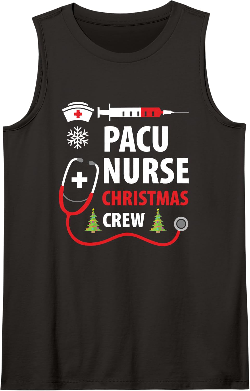 Pacu Nurse Christmas Crew Nursing Hat Christmas Xmas Pjs Sleeveless Tank Top - Black