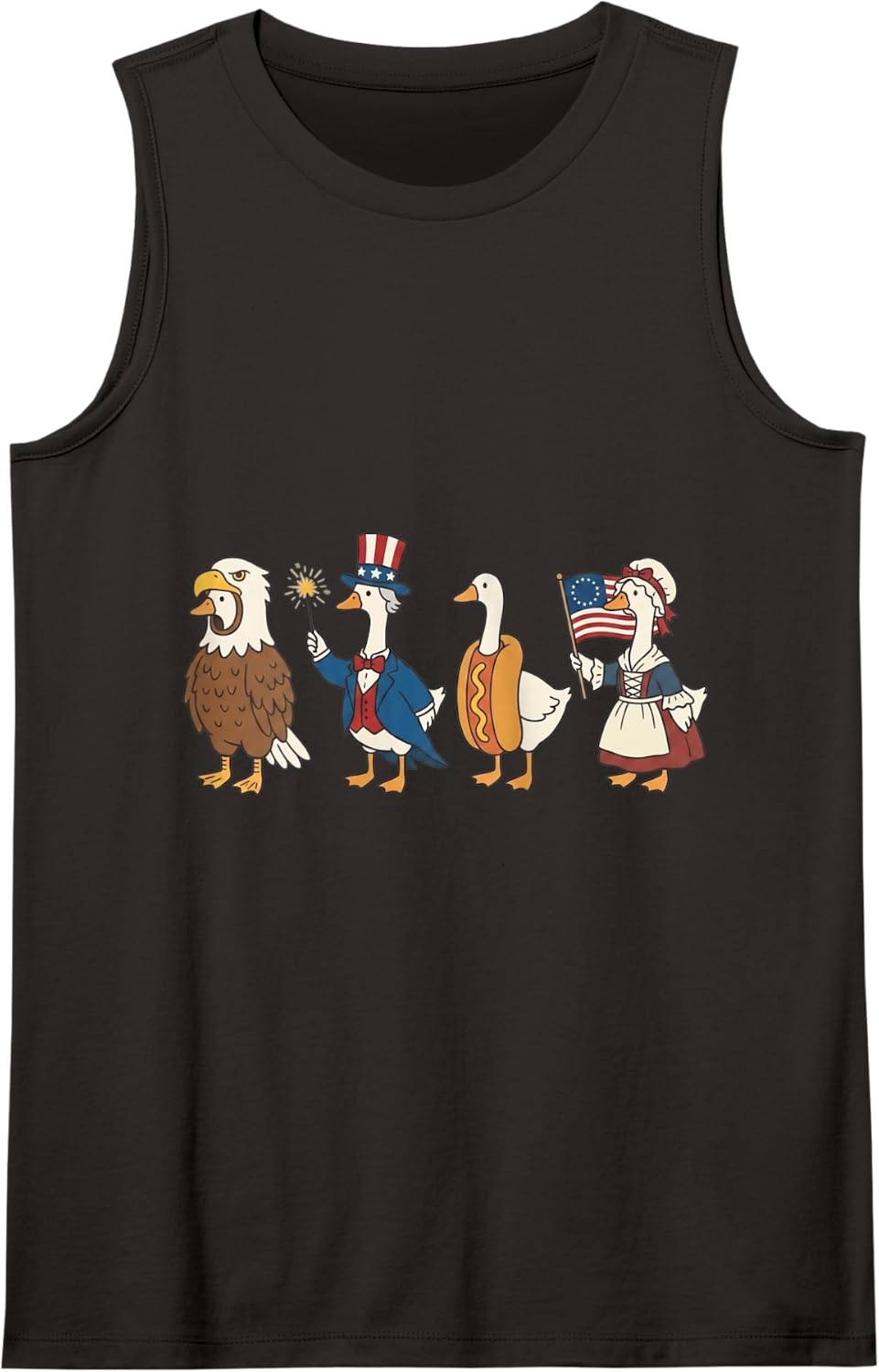 Funny Patriotic Goose 4th of July Retro USA Vibes Tank Top - Black