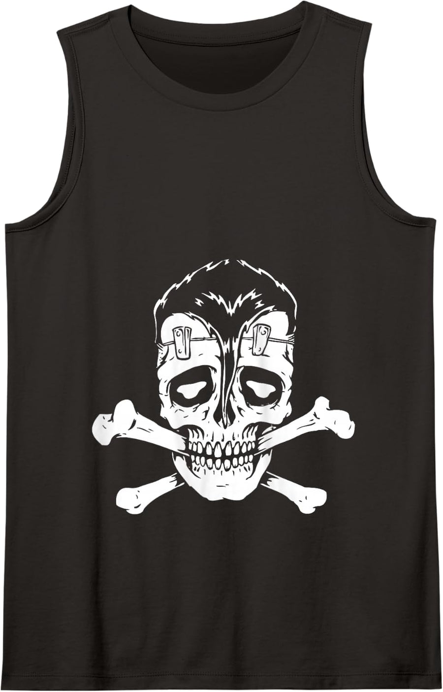 Horror Art - Frankenstein Skull Punk Psychobilly Lowbrow Art Tank Top - Black
