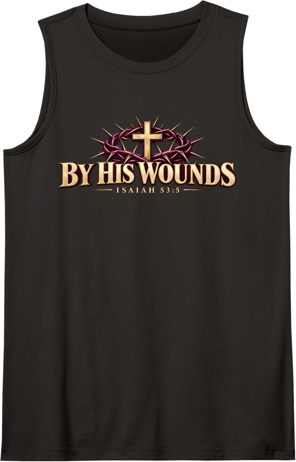 By His Wounds Lent Christian Scripture Inspired Sleeveless Tank Top - Black