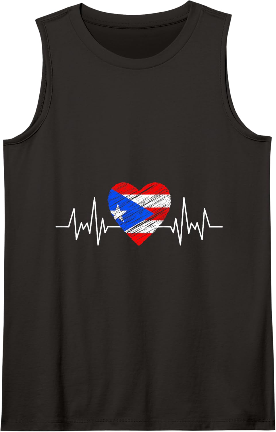 Puerto Rico Flag Heartbeat Pride Grunge Puerto Rican Flag Tank Top - Black