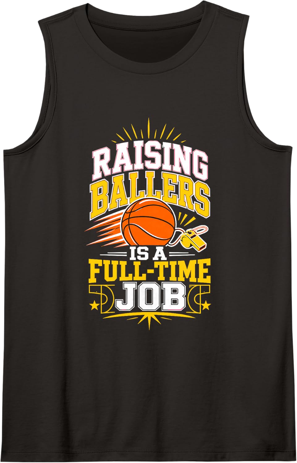 Raising Ballers Full Time Basketball Mom Sleeveless Tank Top - Black