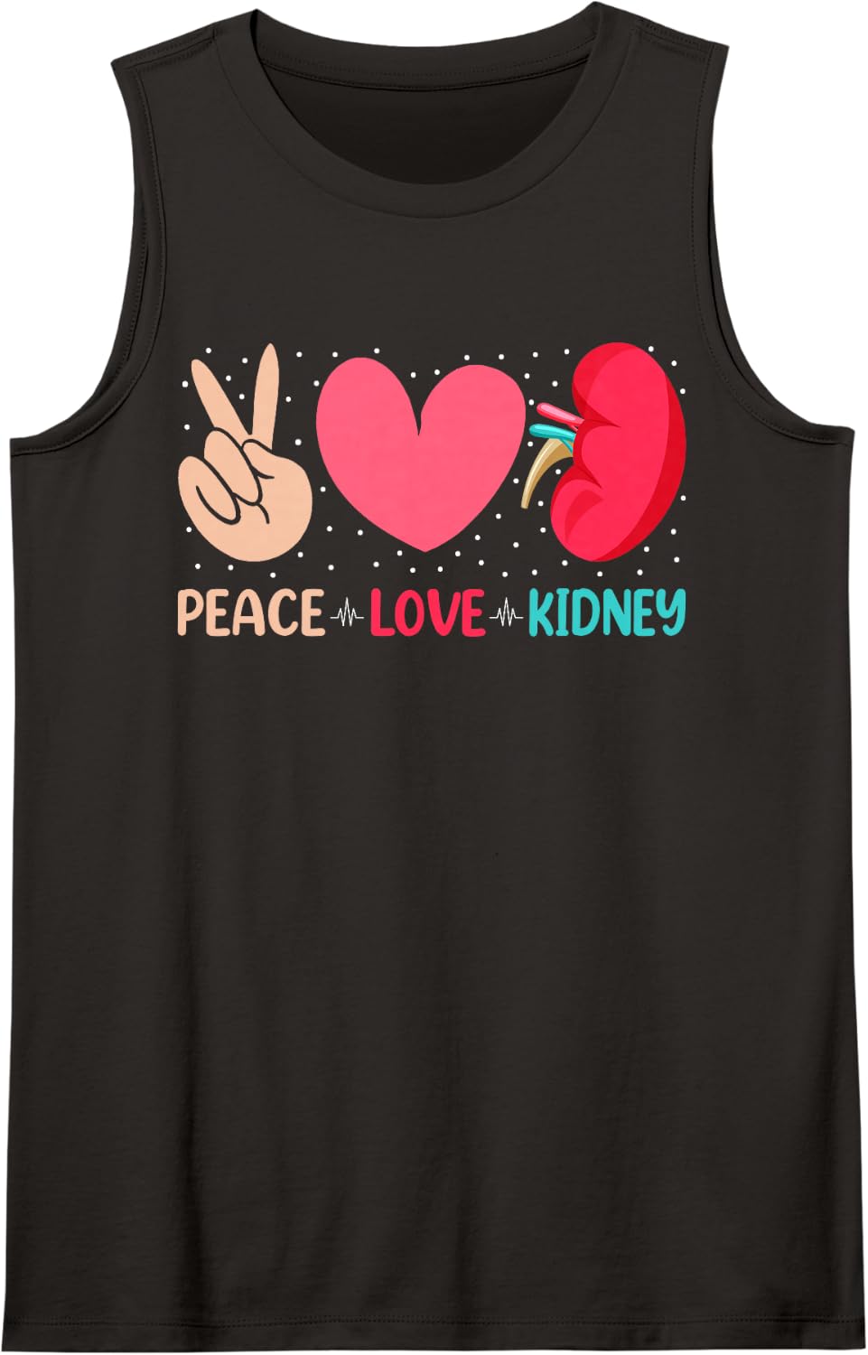 Peace Love Kidney - Nephrology Dialysis Tech Nurse Sleeveless Tank Top - Black