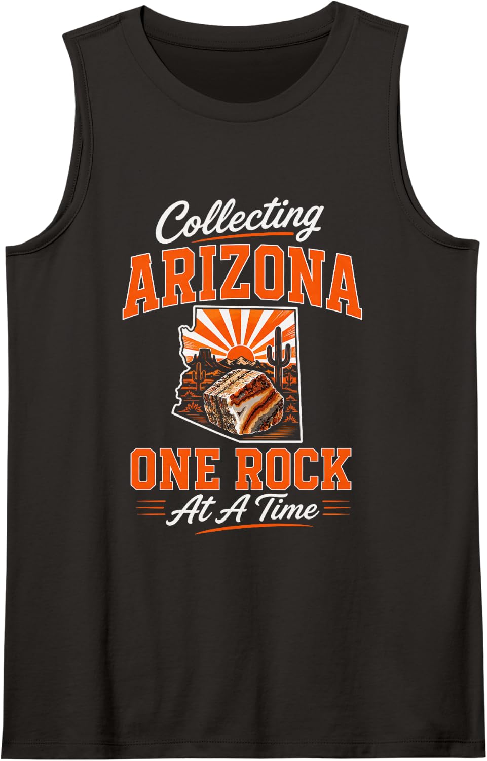 Rockhounding USA State Collecting Arizona One Rock At A Time Tank Top - Black