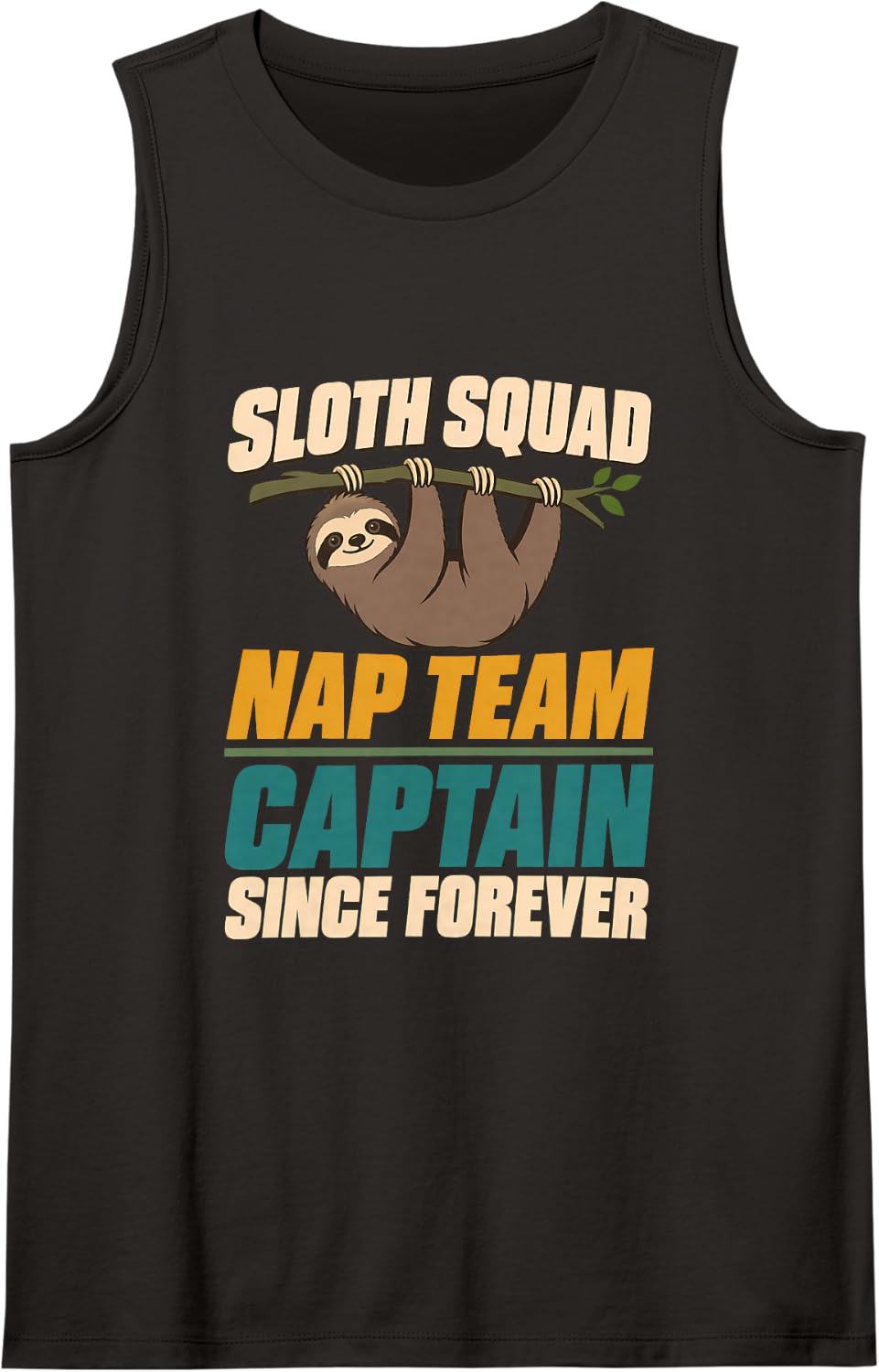 Sloth Squad Nap Team Captain Since Forever Sloth Lovers Lazy Sleeveless Tank Top - Black