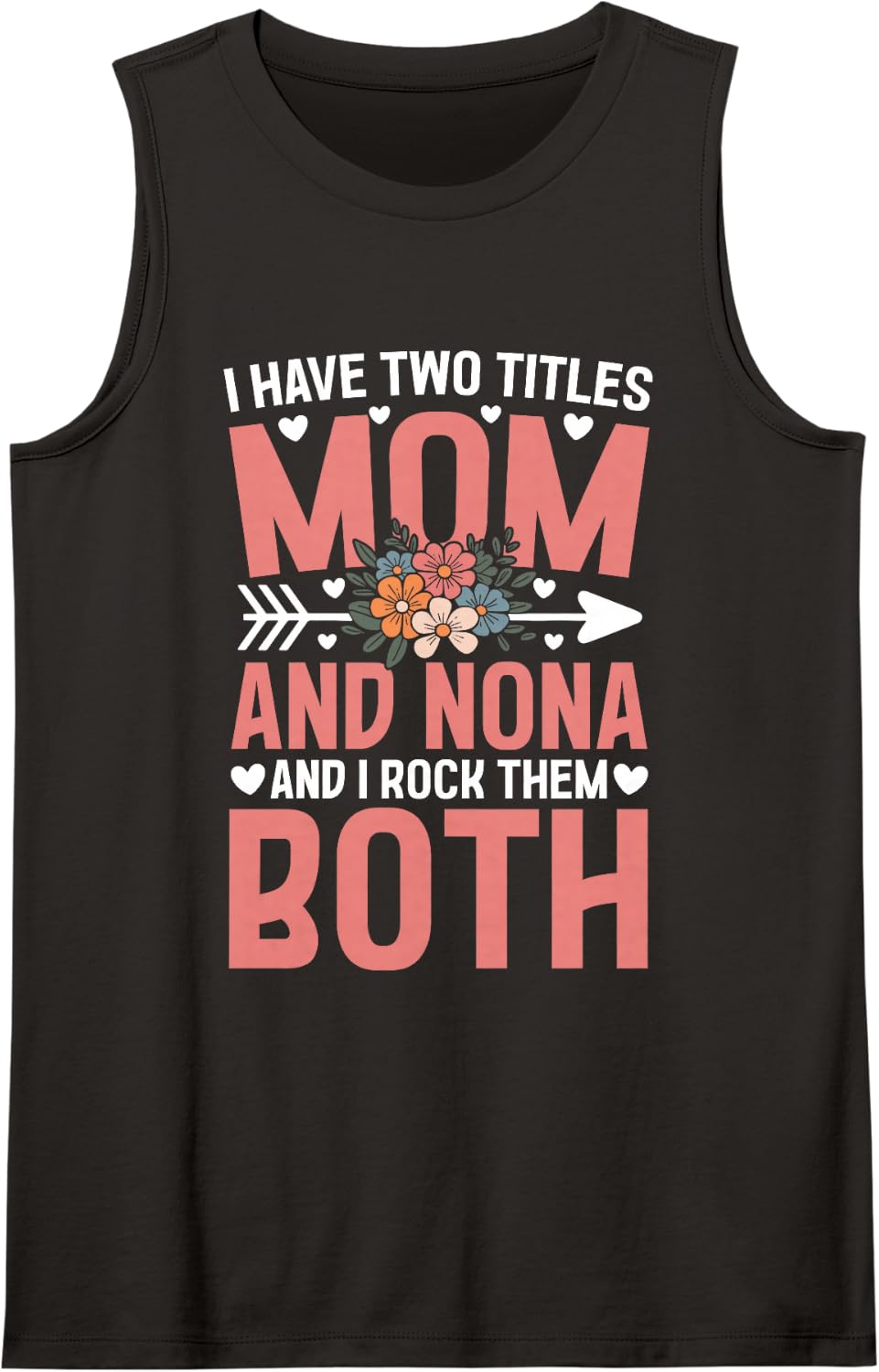 I Have Two Titles Mom and Nana and I Rock Them Both Sleeveless Tank Top - Black