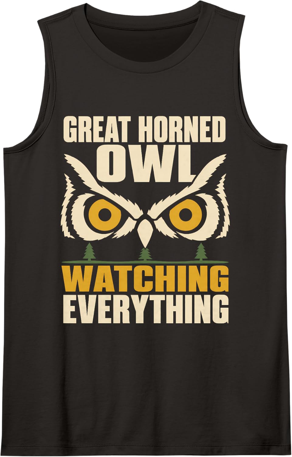 Great Horned Owl Night Owl Birdwatching Wildlife Gift Tank Top - Black