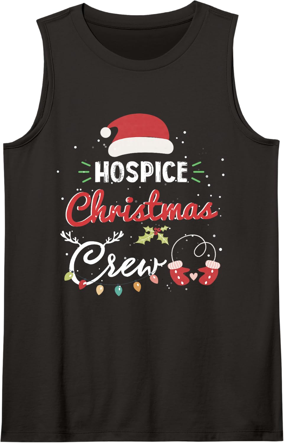 Hospice Christmas Crew Funny Hospice Nurse Matching Sleeveless Tank Top - Black
