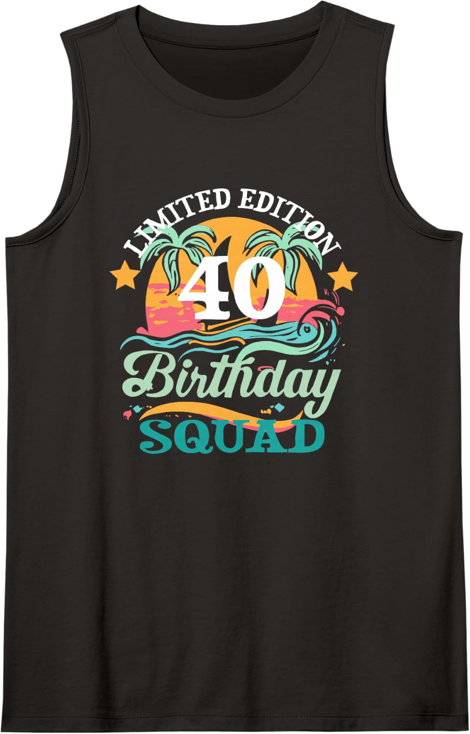 40 Year Old Birthday Squad Vintage 40th Sleeveless Tank Top - Black