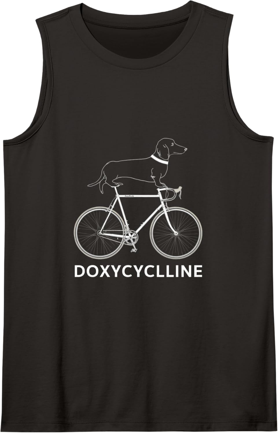 Doxycycline Pharmacy Pun Dachshund on Bicycle Veterinary Sleeveless Tank Top - Black