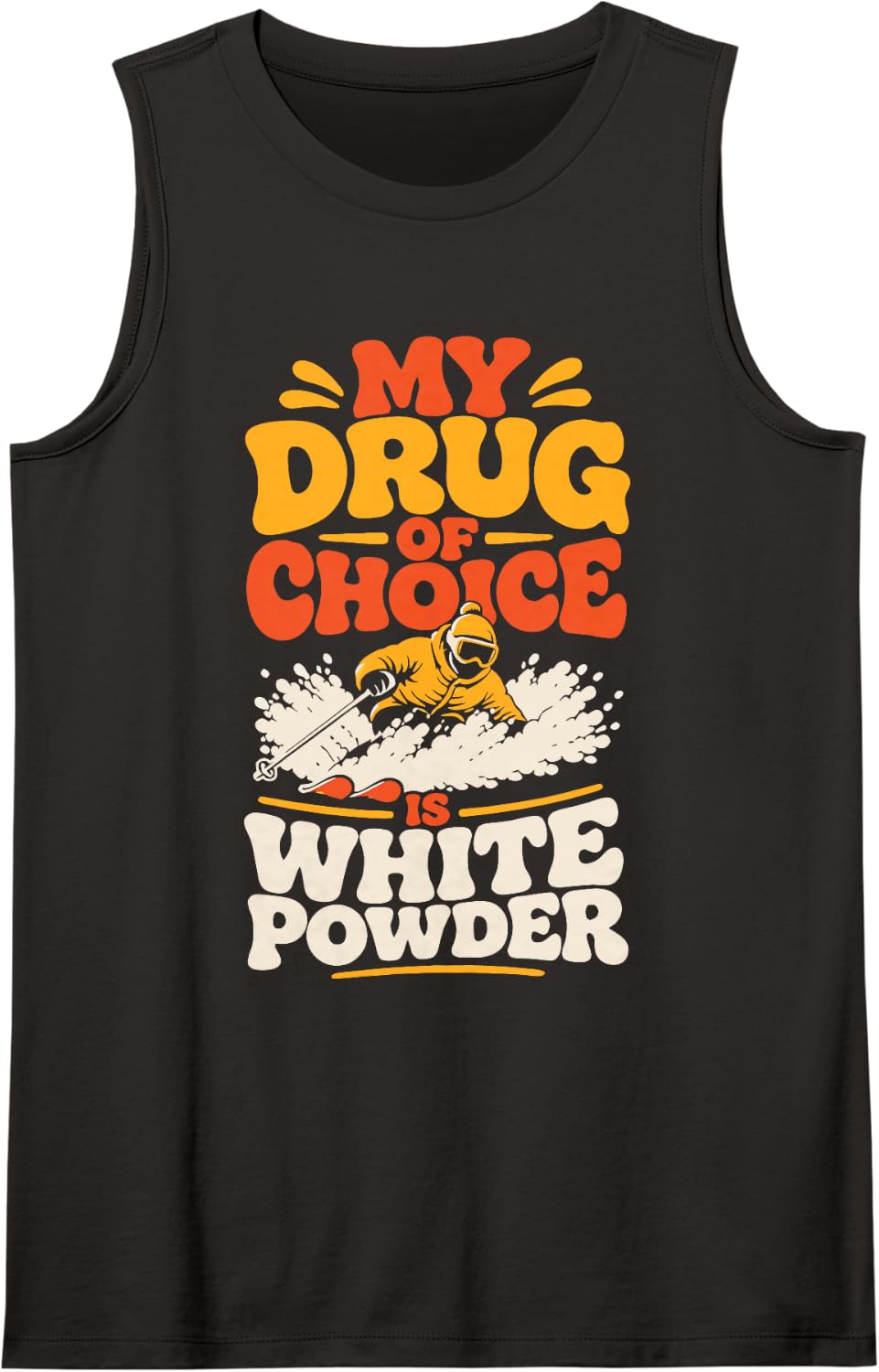 Powder Days Skiing Alpine Winter Sports Skier Sleeveless Tank Top - Black