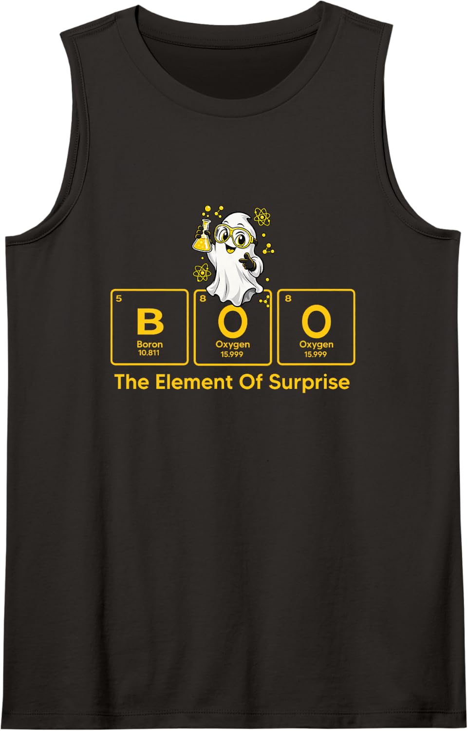 Element of Surprise Chemistry Halloween Ghost Science Humor Sleeveless Tank Top - Black