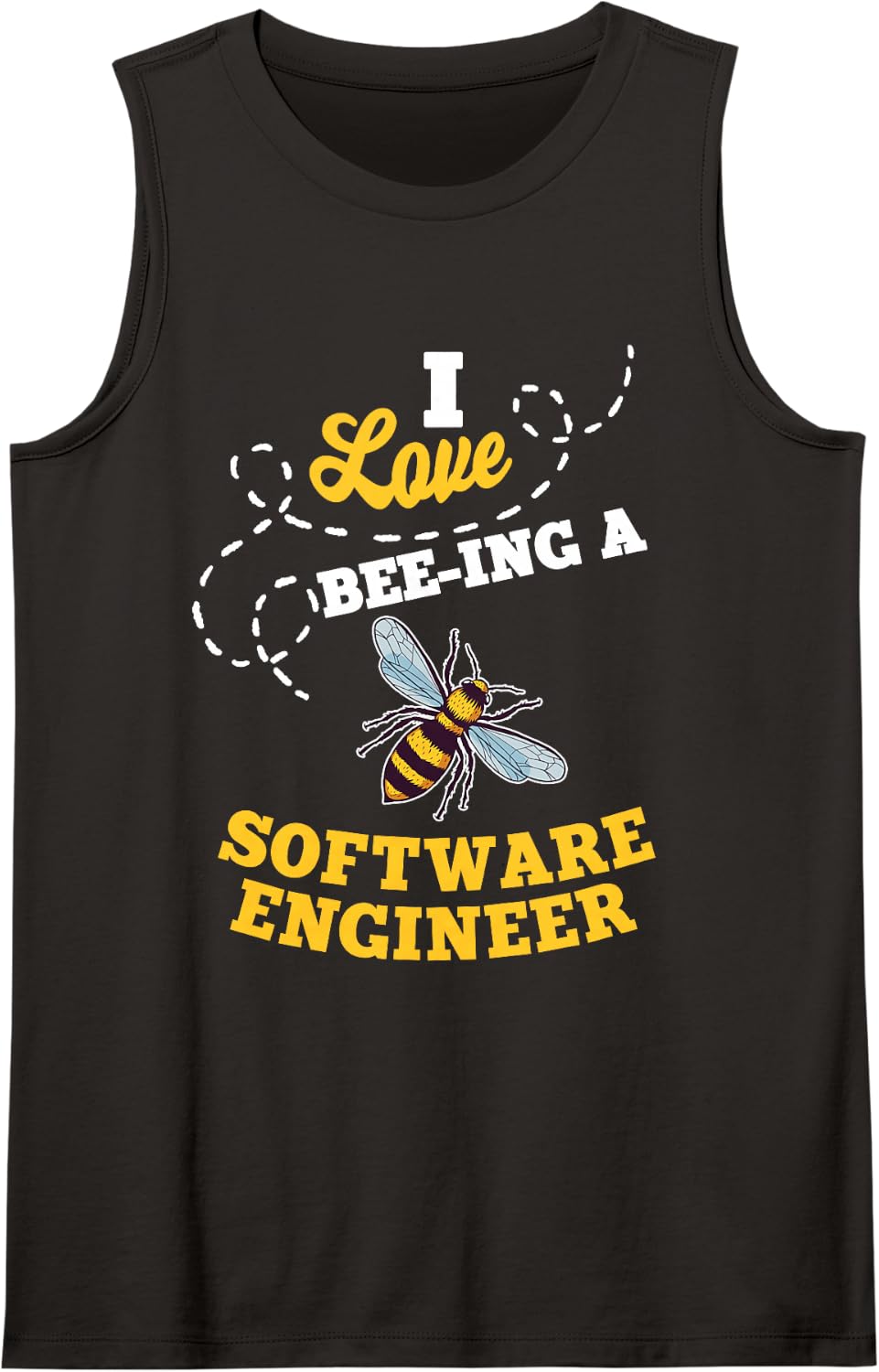 I Love Bee-Ing A Software Engineer Honey Bee Job Profession Sleeveless Tank Top - Black