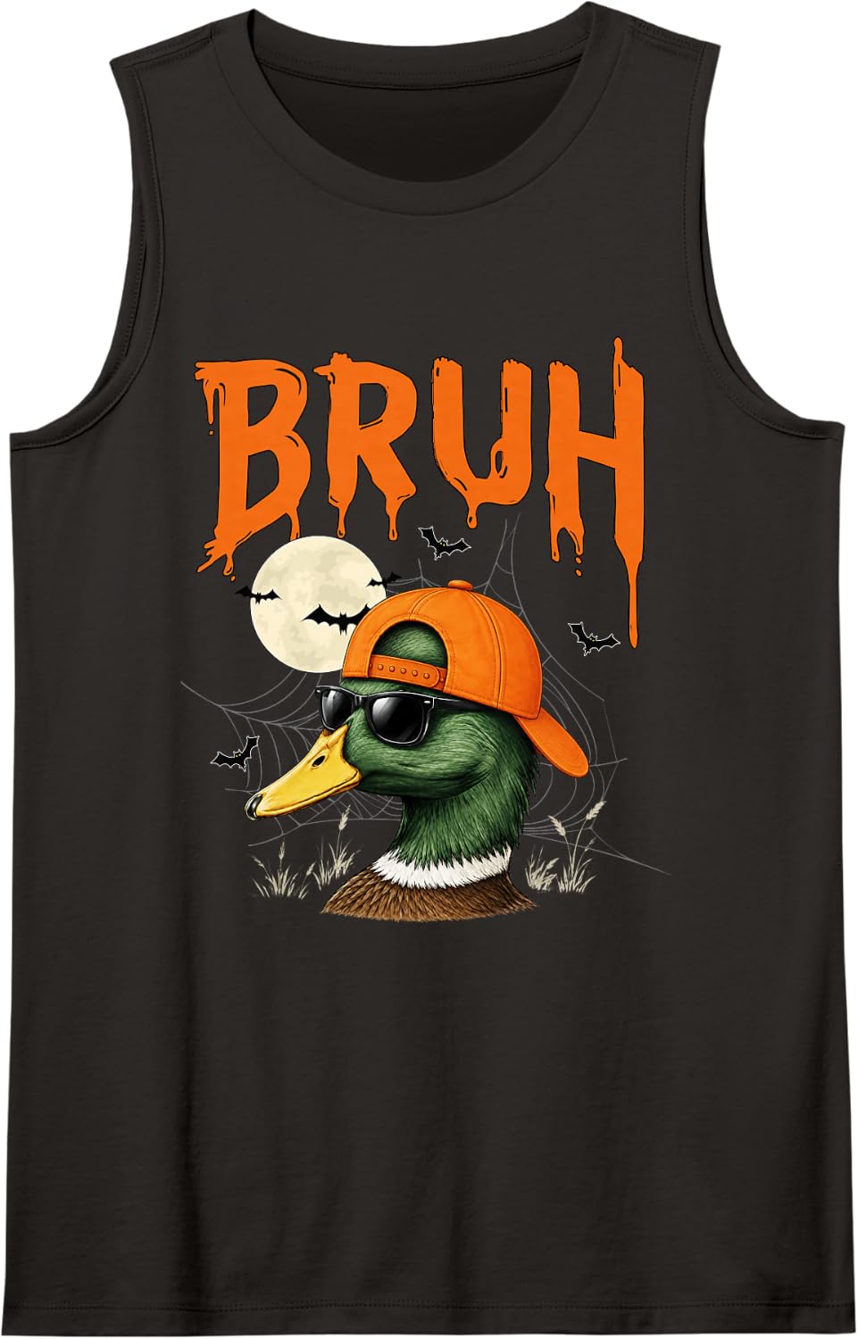 Halloween Bruh Mallard Duck Hunting Costume Boys Kids Mens Sleeveless Tank Top - Black