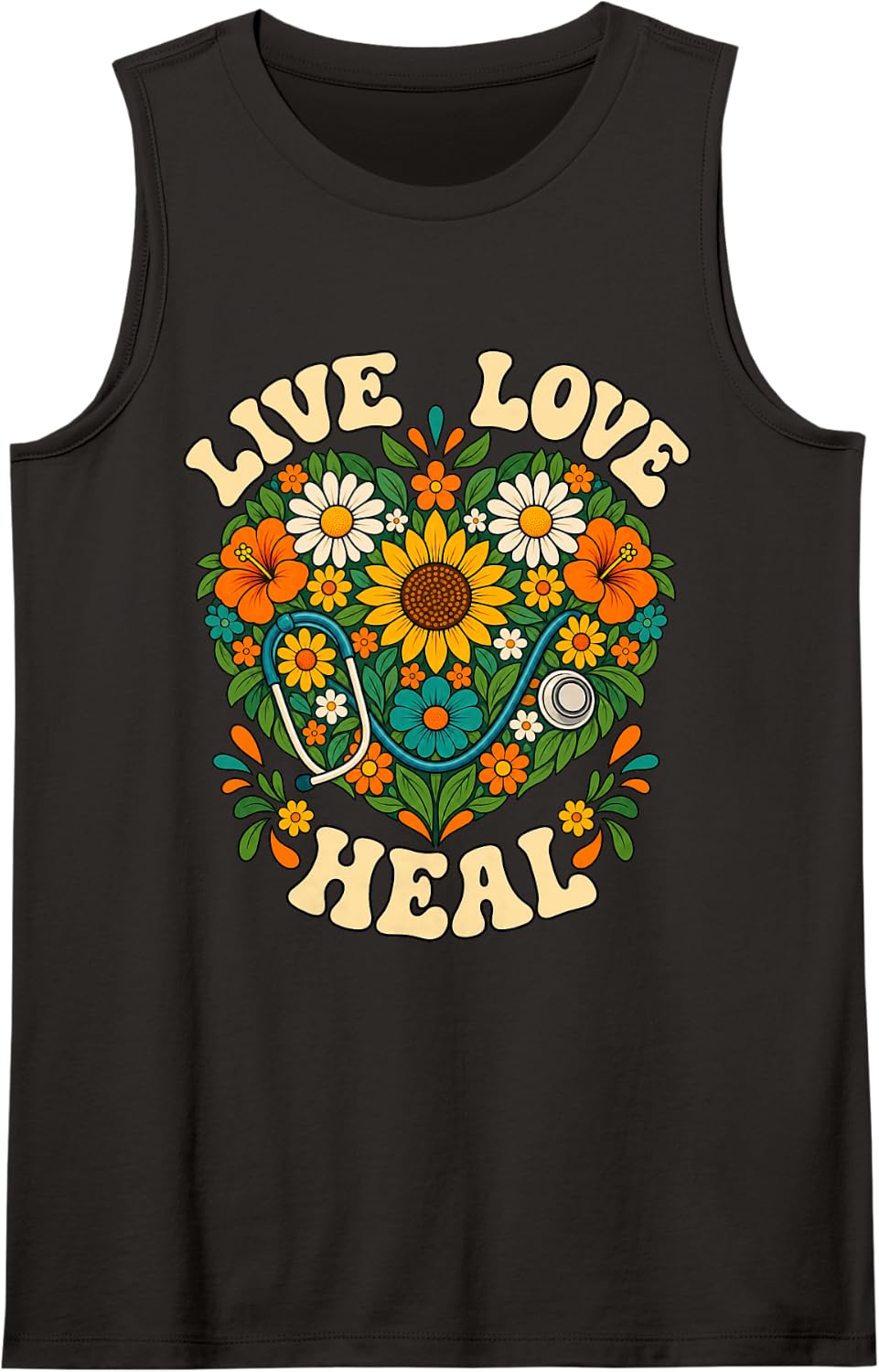 Live Love Heal Certified Medical Assistant Sleeveless Tank Top - Black