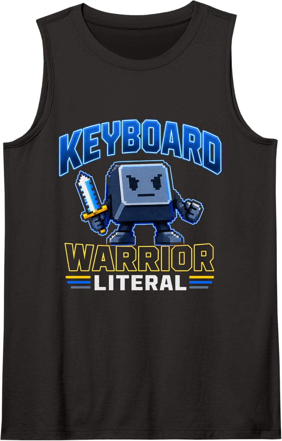 Keyboard Warrior Literal Funny Gamer Retro Gaming Sleeveless Tank Top - Black
