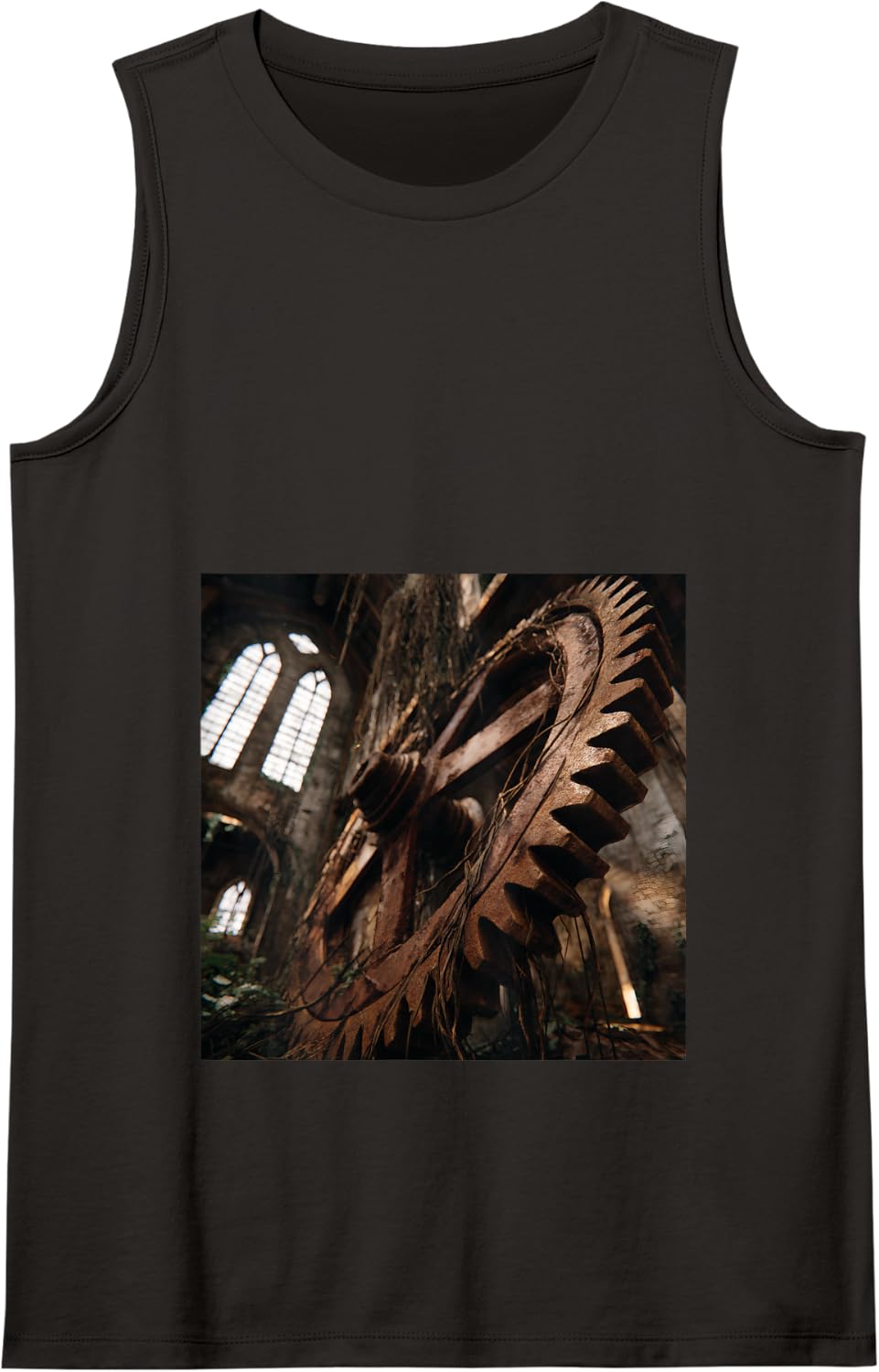 Industrial Gear Machinery Steampunk Architecture Tank Top - Black