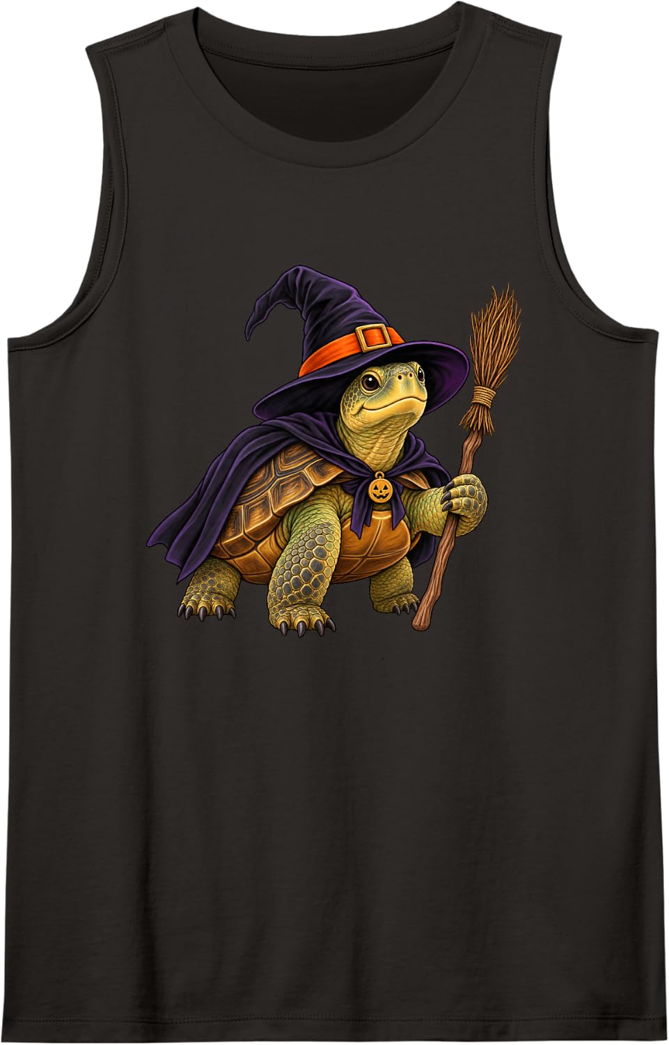 Turtle Dressed As A Witch Halloween Sleeveless Tank Top - Black