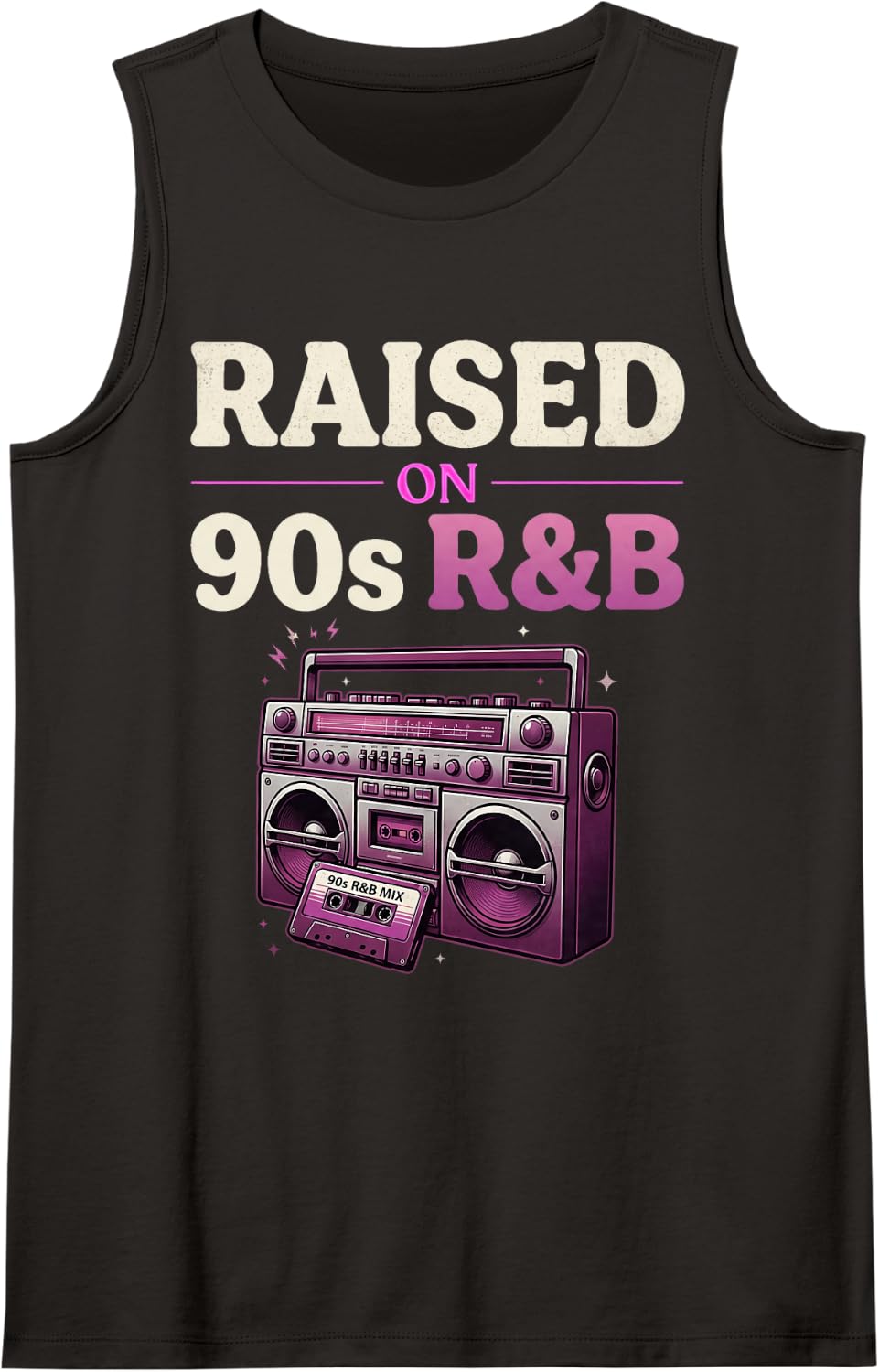 Raised On 90s R&B Hip Hop Rap Musician Concert R&b Sleeveless Tank Top - Black