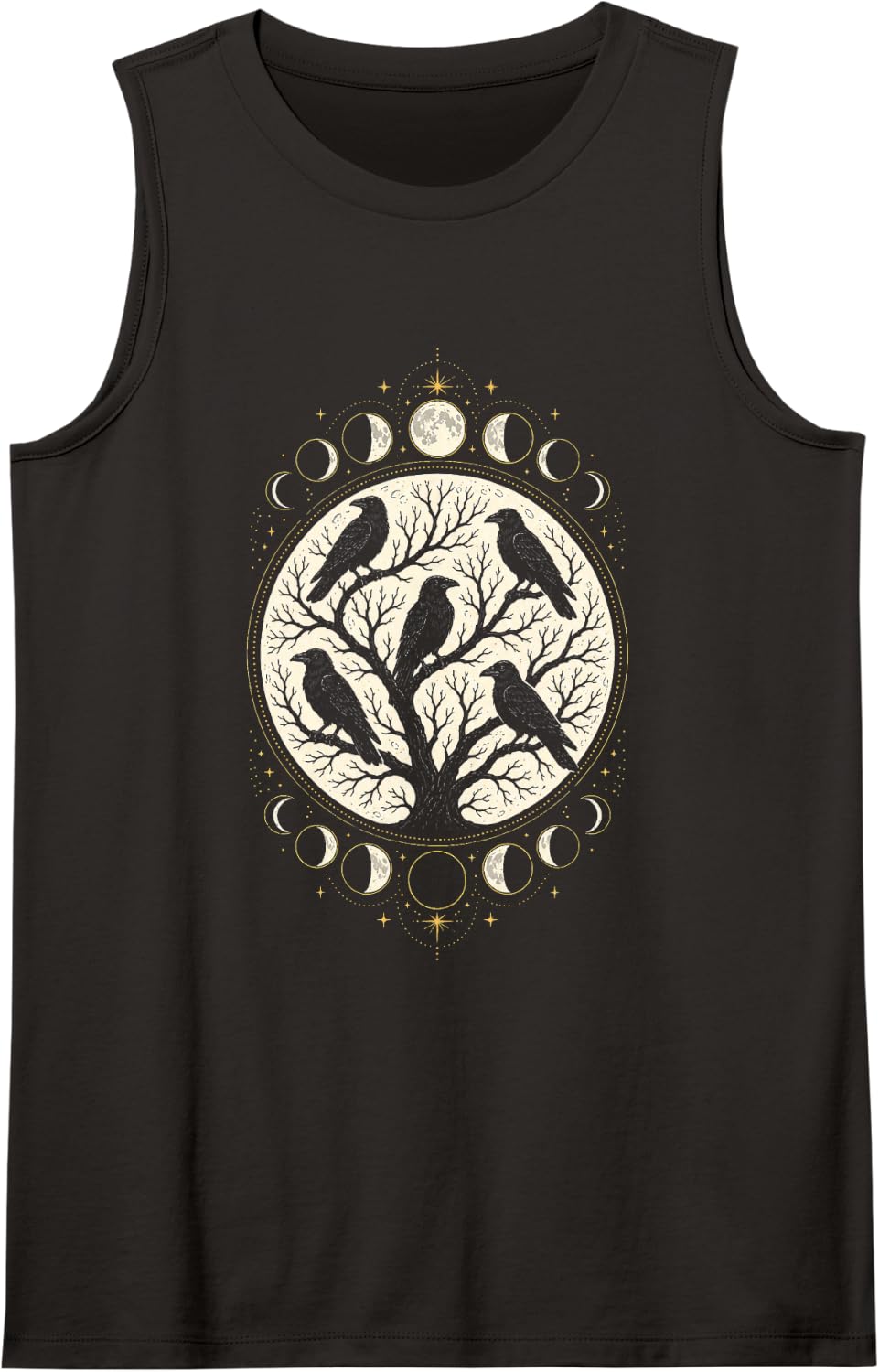 Bird Watching Gothic Crow Full Moon Art Gift Tank Top - Black
