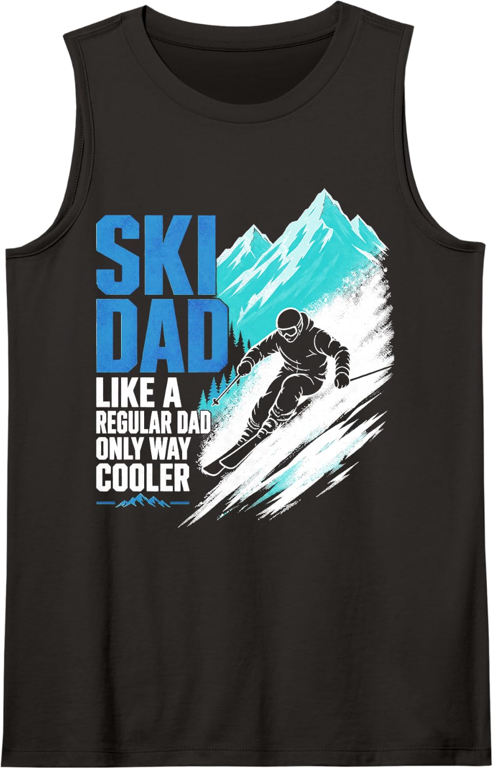 Skiing Dad Winter Sports Father Skier Sleeveless Tank Top - Black