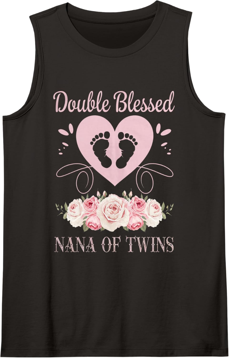Nana of Twins Double Funny Blessed Grandma of Twins Tank Top - Black