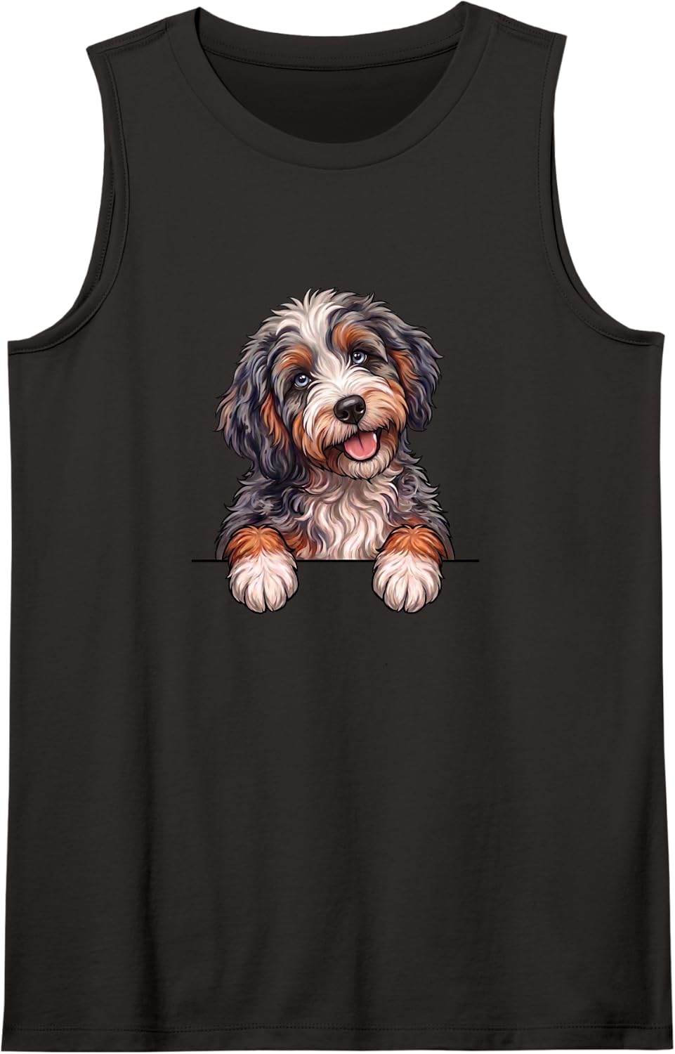 Cute Womens Girls Moms Aussiepoo Aussiedoodle Dog Lover Sleeveless Tank Top - Black