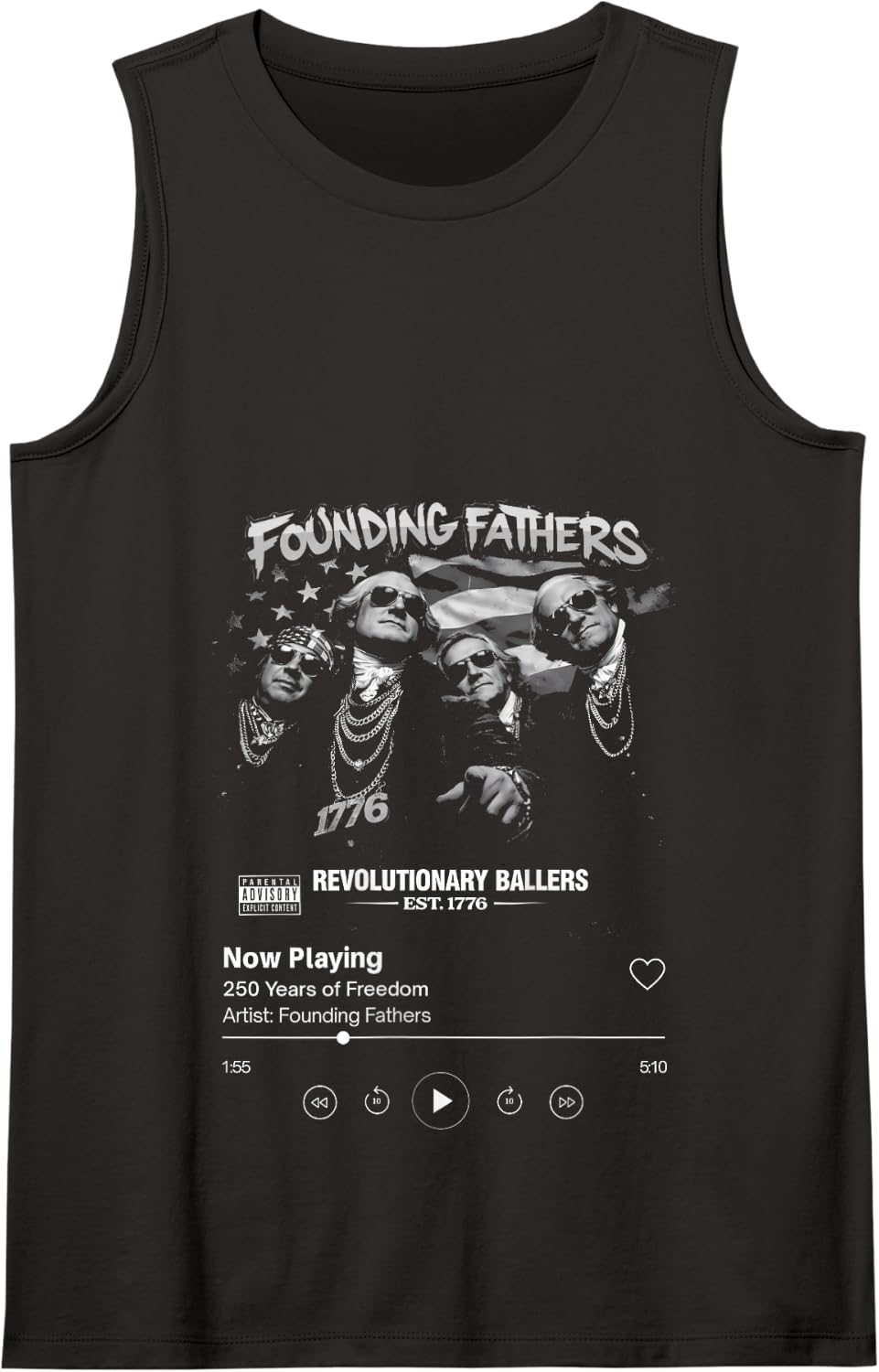 Funny Founding Fathers Fan Club Meme 1776 2026 Music Playing Tank Top - Black