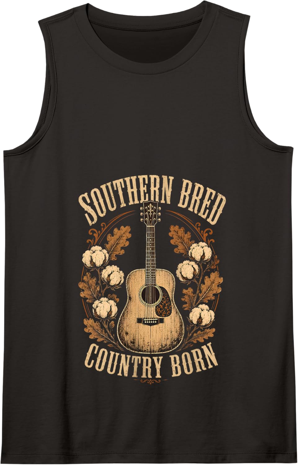 Southern Bred Country Born Vintage Guitar Tank Top - Black