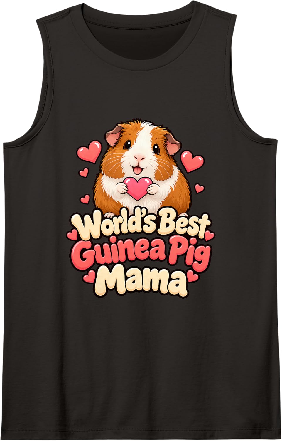 World's Best Guinea Pig Mama Cute Pet Lover Sleeveless Tank Top - Black