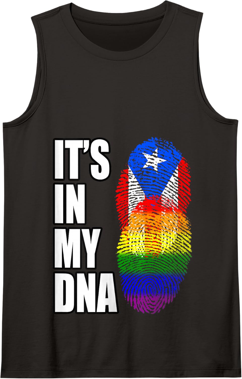 Gay Pride Puerto Rican Vintage Heritage DNA Flag Tank Top - Black