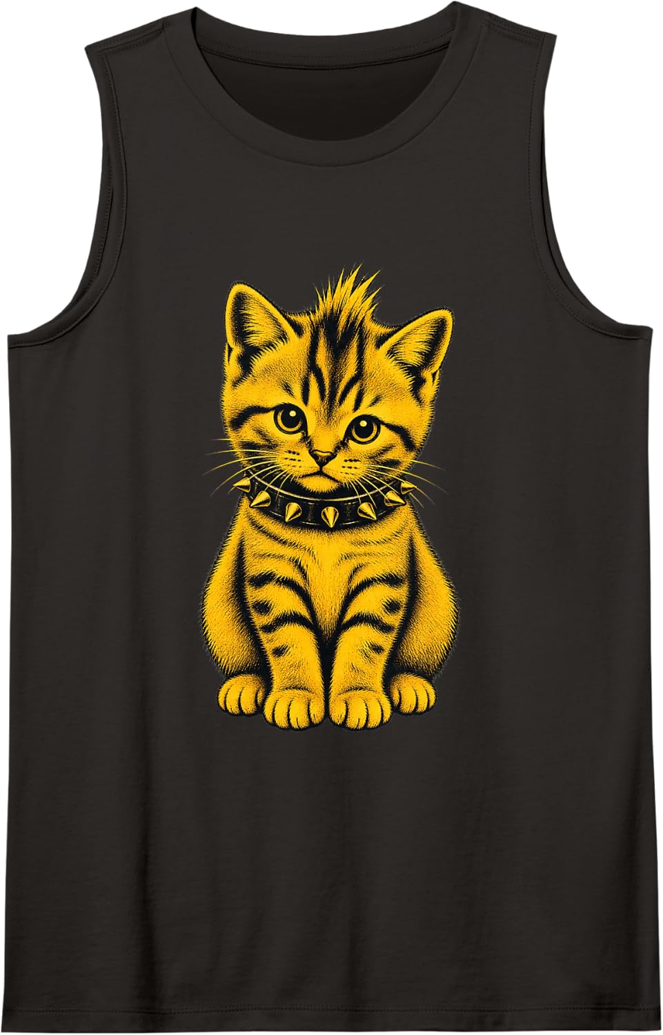 Punk Rock Cat Mohawk Metal Rock & Roll Punk Rocker Music Sleeveless Tank Top - Black