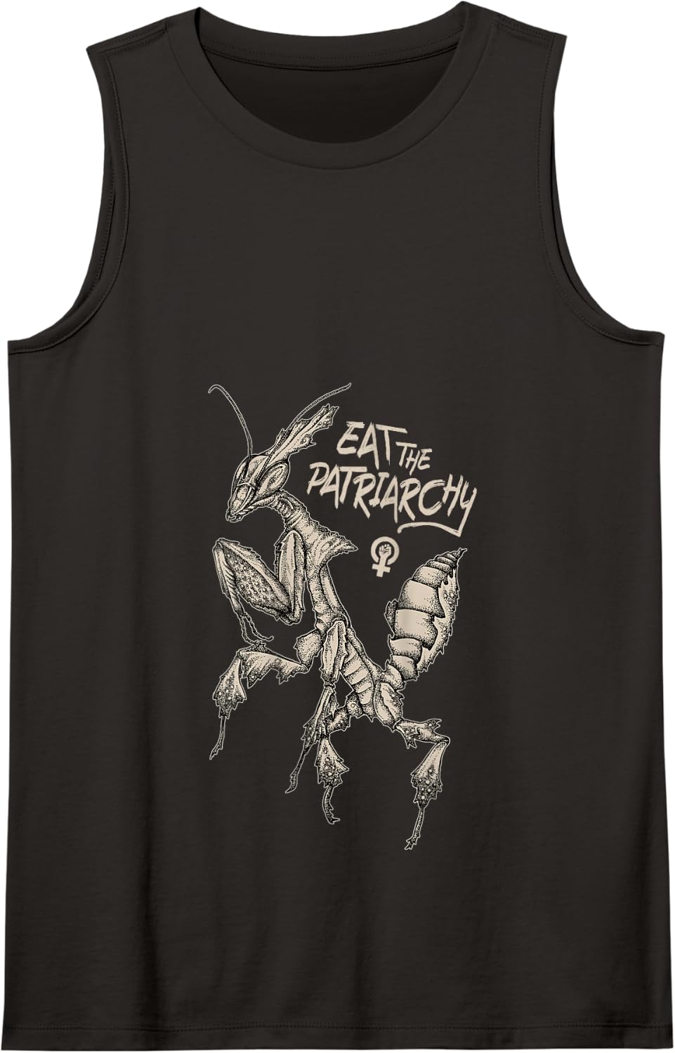 Eat the Patriarchy! Punk feminist praying ghost mantis art Tank Top - Black