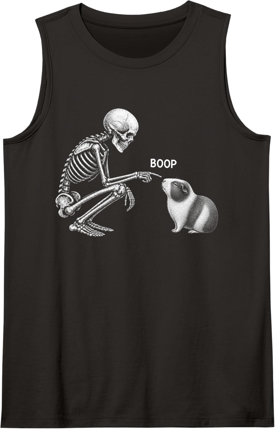 Skeleton Boop Guinea Pig Nose Vintage Halloween Sleeveless Tank Top - Black