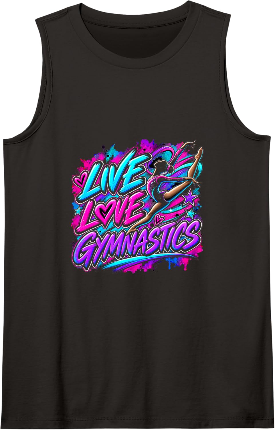 Live Love Gymnastics Sleeveless Tank Top - Black