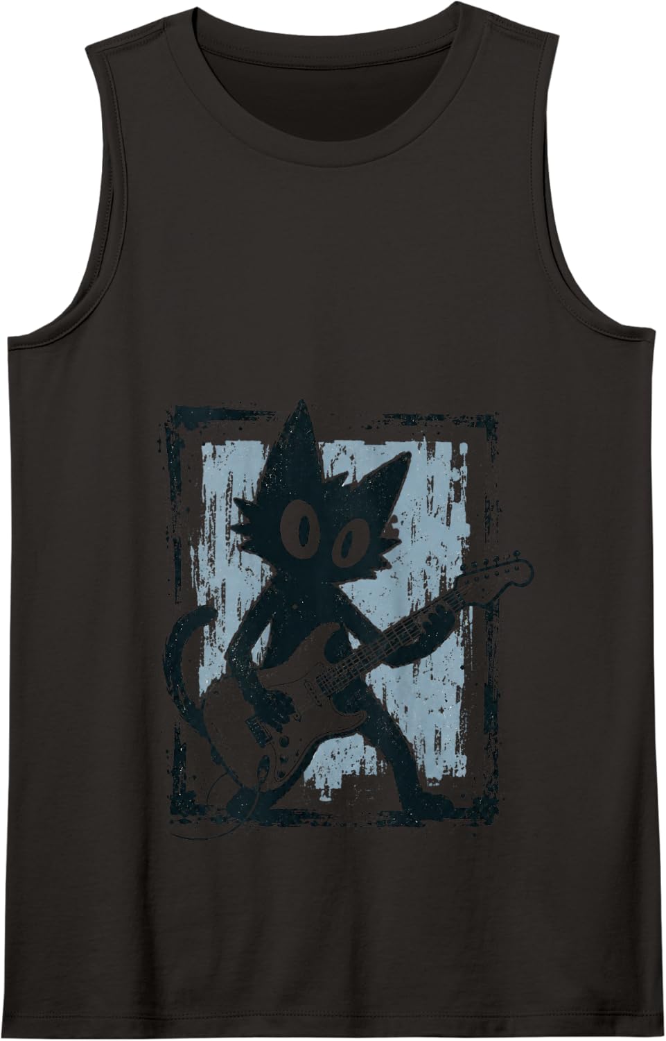 Black Cat Playing Electric Guitar Vintage Punk Rock Music Tank Top - Black