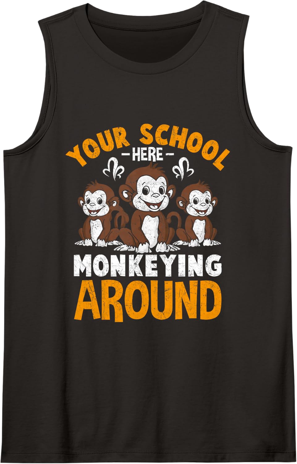 Monkey Your School Here Monkeying Around Sleeveless Tank Top - Black