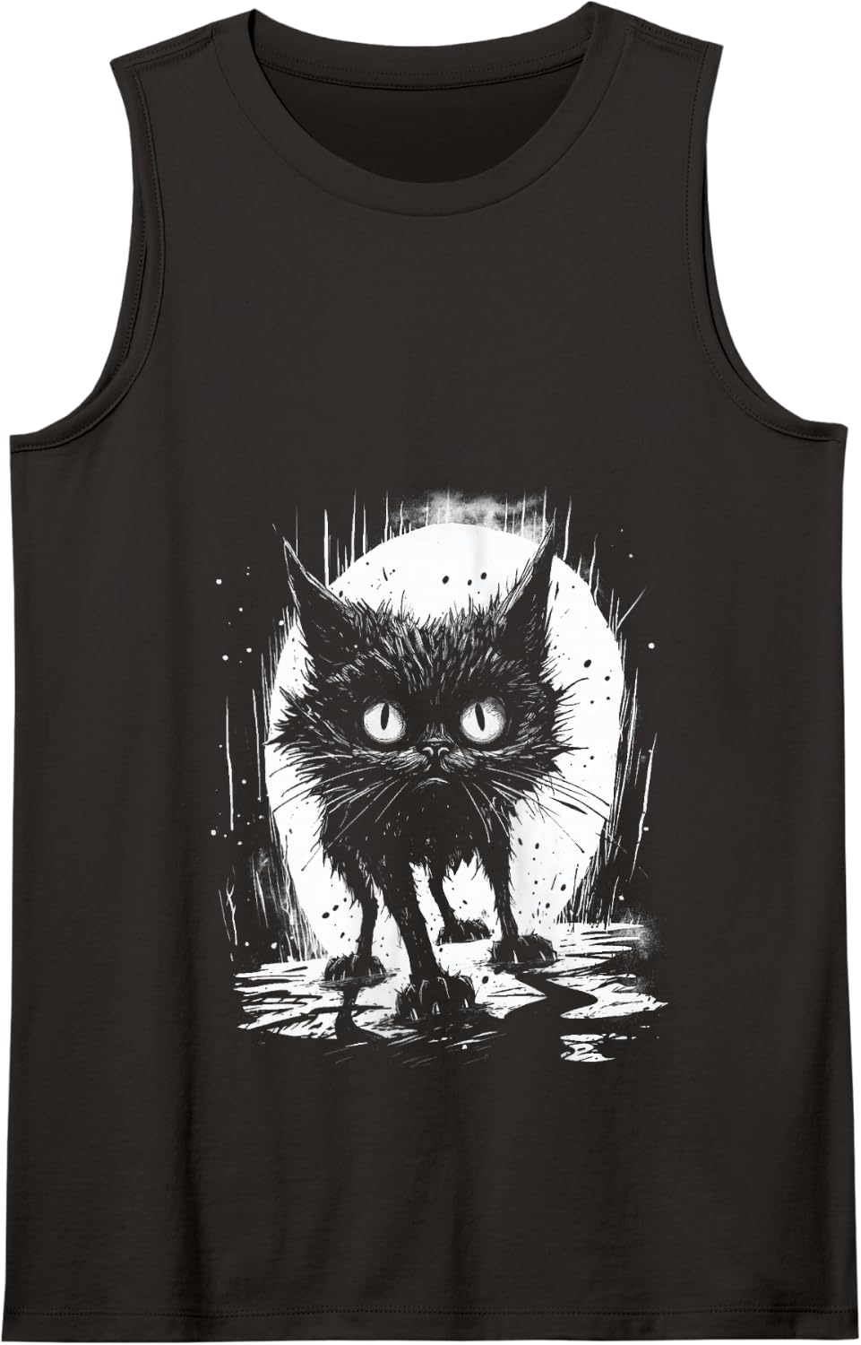 Cute Black Cat Stalks The Night Tank Top - Black