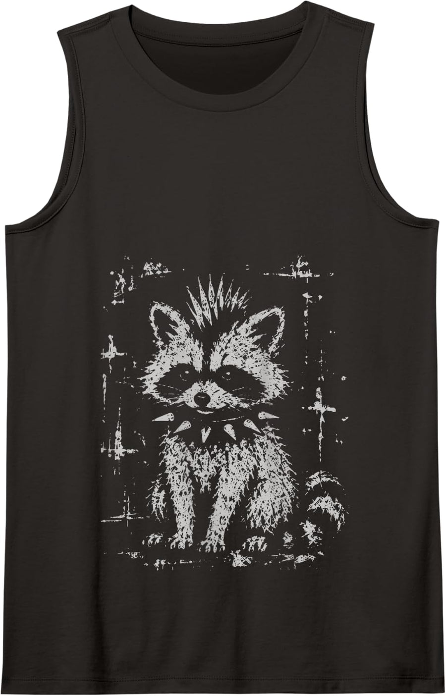 Raccoon Punk Grunge 2000s Graphic Tank Top - Black