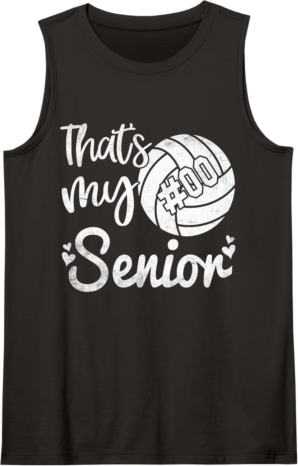 Volleyball Jersey Number 0 That's My Senior Volleyball #0 Sleeveless Tank Top - Black