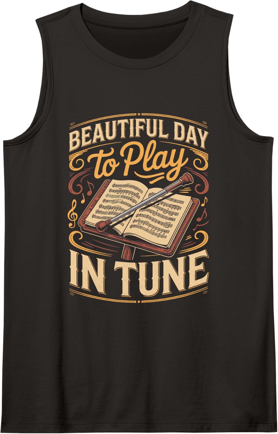 Beautiful Day to Play in Tune Conductor Choir Tank Top - Black