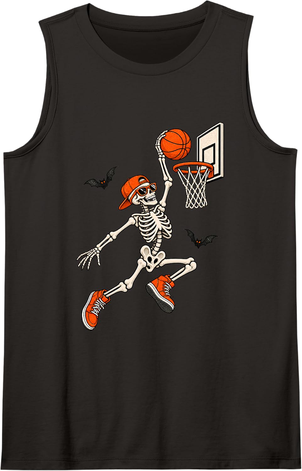 Funny Skeleton Basketball Player Halloween Sunglasses Boys Sleeveless Tank Top - Black
