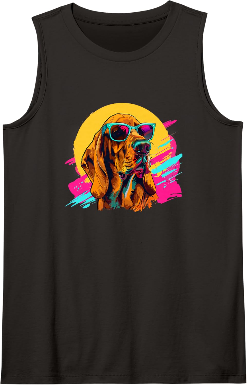 Womens Girls Kids Retro Vintage 80s 90s Bloodhound Dog Lover Tank Top - Black
