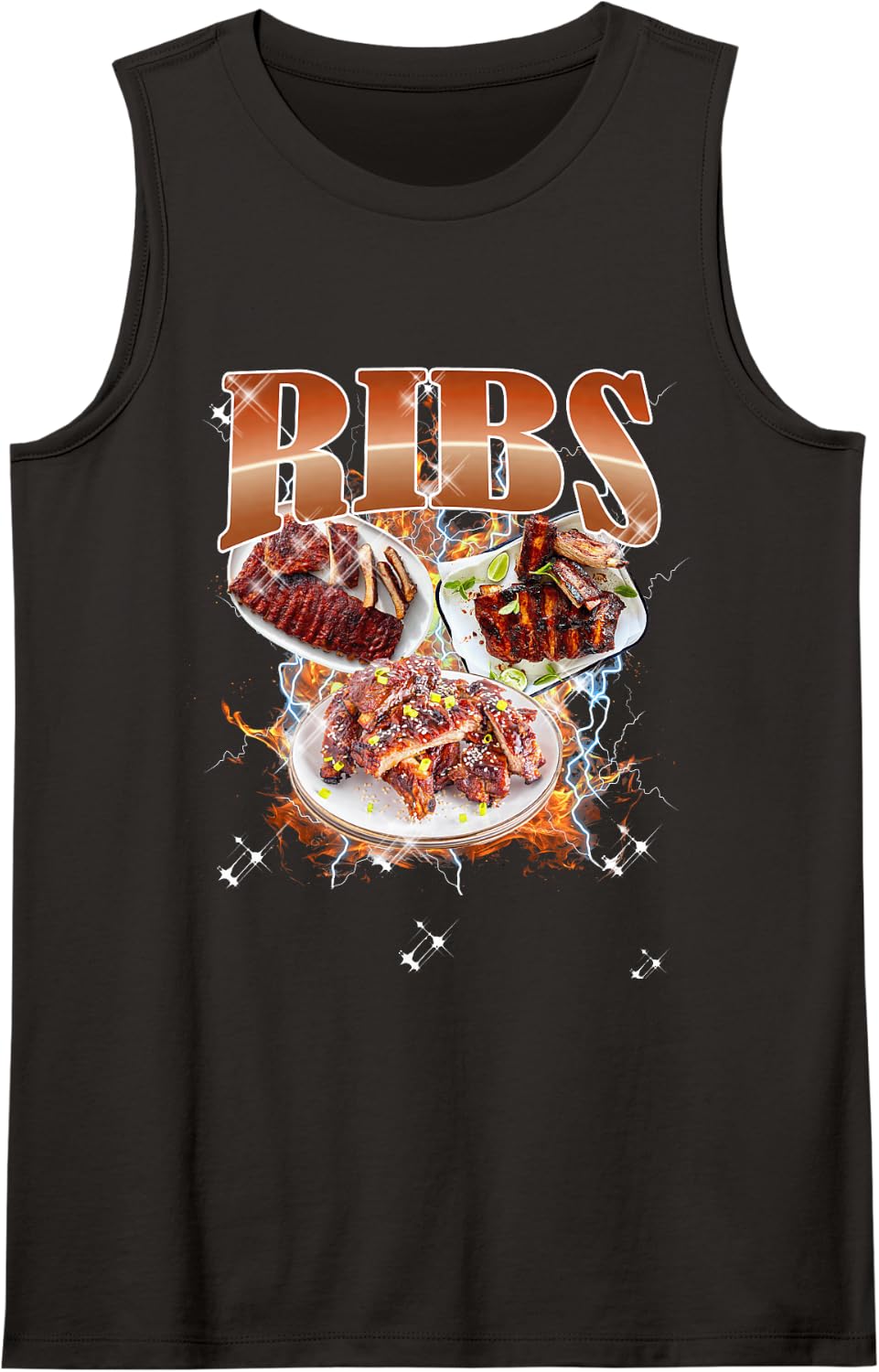 Thanksgiving Ribs Bootleg 90's Rap Rock Vintage Sleeveless Tank Top - Black